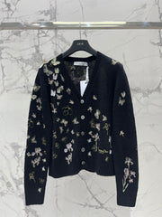 3D Butterfly Embroidered Delicate Knit Cardigan
