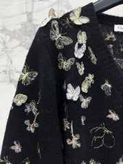 3D Butterfly Embroidered Delicate Knit Cardigan
