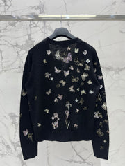 3D Butterfly Embroidered Delicate Knit Cardigan