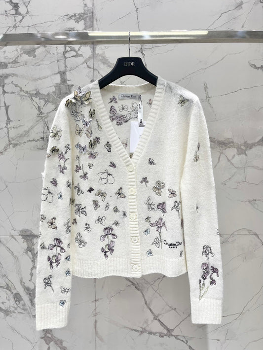 3D Butterfly Embroidered Delicate Knit Cardigan