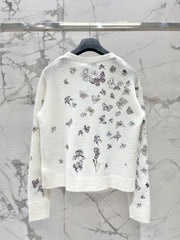 3D Butterfly Embroidered Delicate Knit Cardigan
