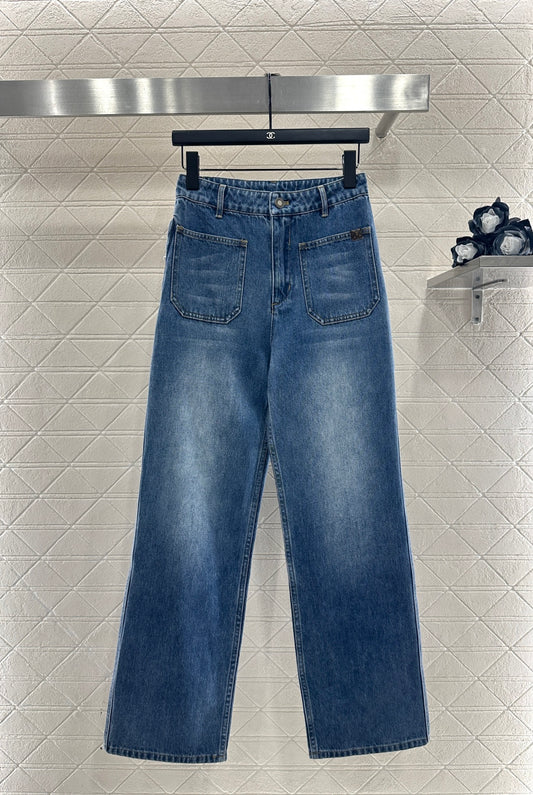 Straight-leg denim trousers