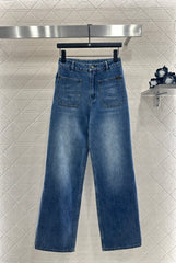 Straight-leg denim trousers