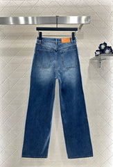Straight-leg denim trousers