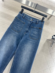 Straight-leg denim trousers