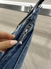 Straight-leg denim trousers