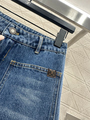 Straight-leg denim trousers