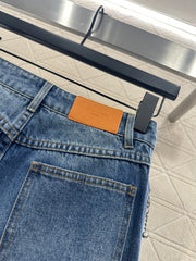 Straight-leg denim trousers