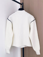 Zippered stand-up collar cardigan