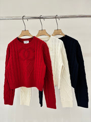 Retro cable knit sweater