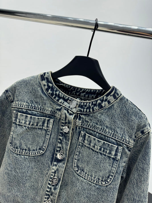 Denim Floral Quilted Jacket