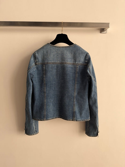 Crew neck denim jacket