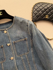 Crew neck denim jacket