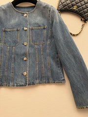Crew neck denim jacket