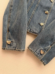 Crew neck denim jacket