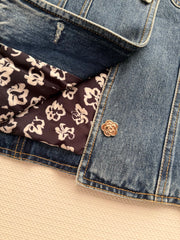 Crew neck denim jacket