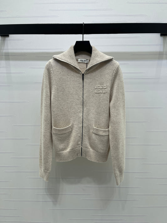 Knitted Zip-Up Cardigan