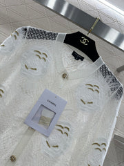Three-dimensional openwork floral embroidered knitted cardigan