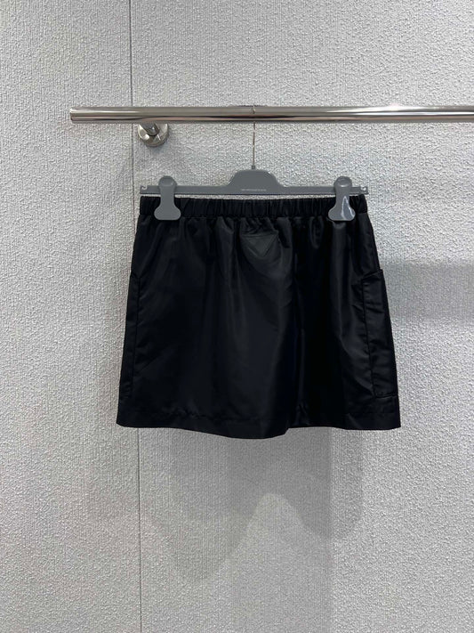 Classic Nylon Belted Midi Skirt