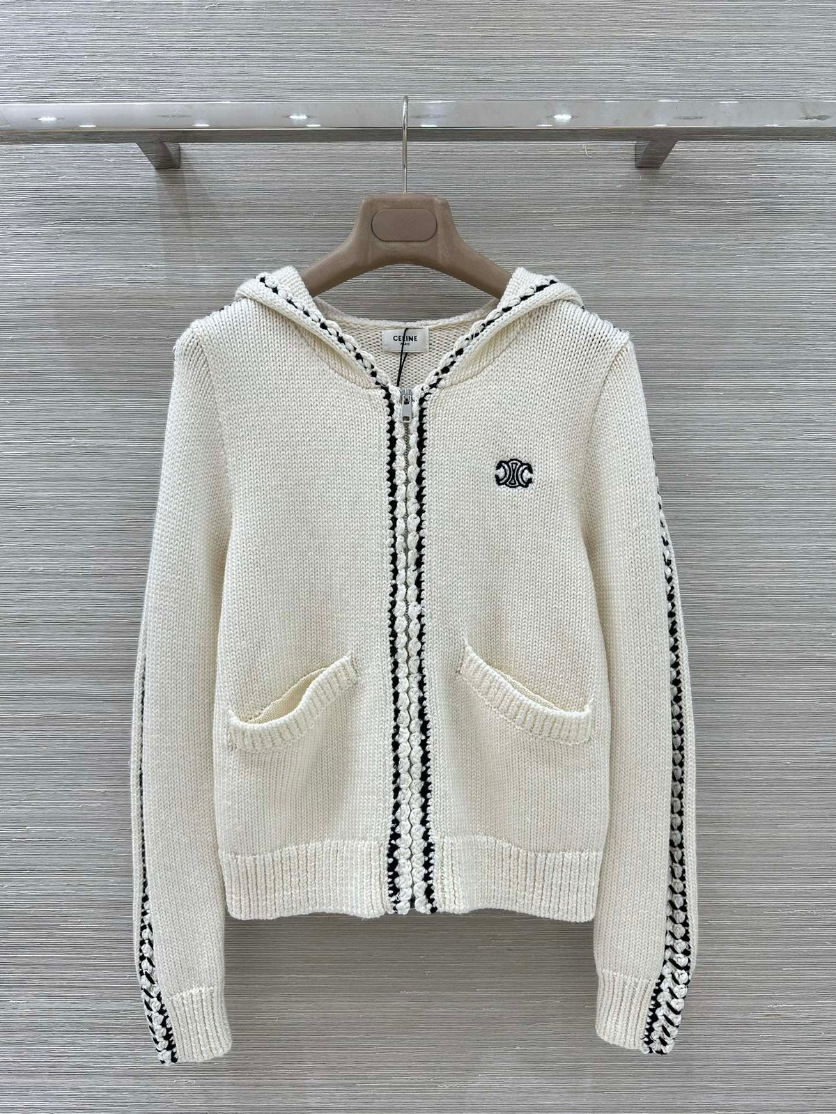 Overlocked Hooded Cardigan