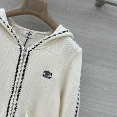 Overlocked Hooded Cardigan