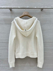 Overlocked Hooded Cardigan