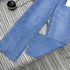 Straight-leg jeans with beaded pockets
