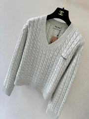 V-neck pullover sweater