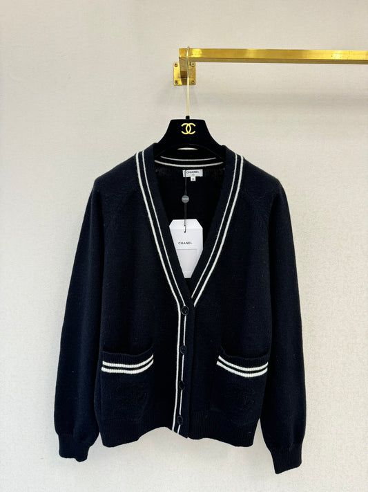 Striped V-neck cardigan