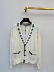 Striped V-neck cardigan