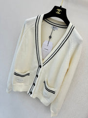 Striped V-neck cardigan