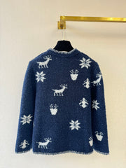 Round neck deer cardigan