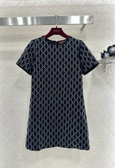Rhinestone Short-Sleeve Dress