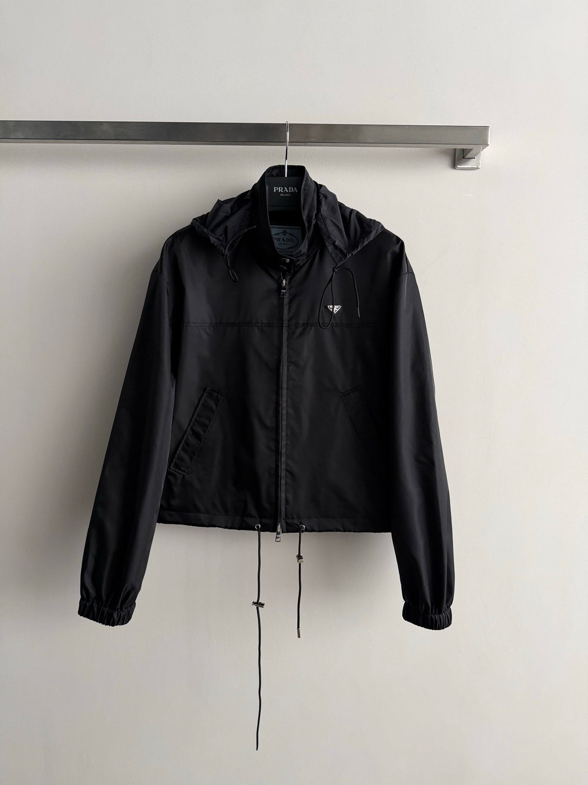 Short Drawstring Nylon Jacket
