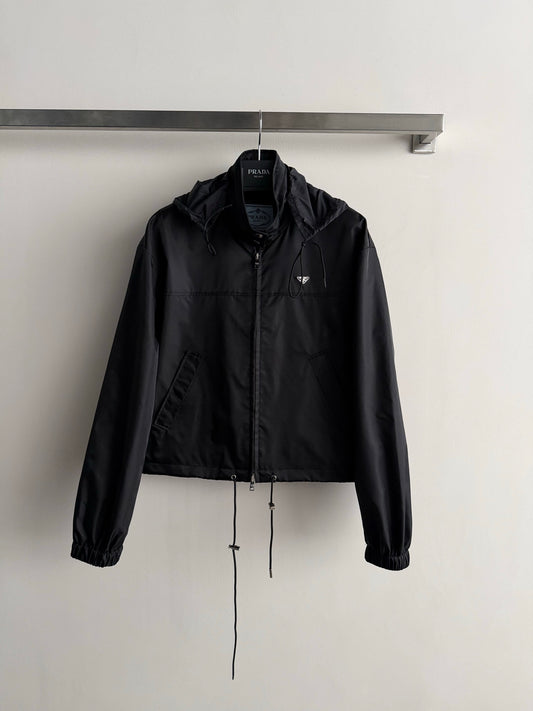 Short Drawstring Nylon Jacket