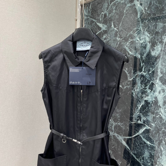 Nylon Sleeveless Dress with a cinched waist