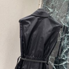 Nylon Sleeveless Dress with a cinched waist