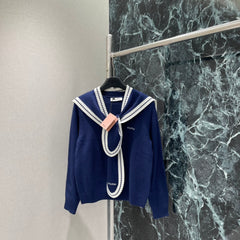 Navy collar shawl cardigan