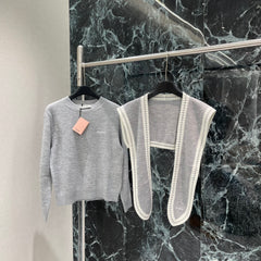 Navy collar shawl cardigan