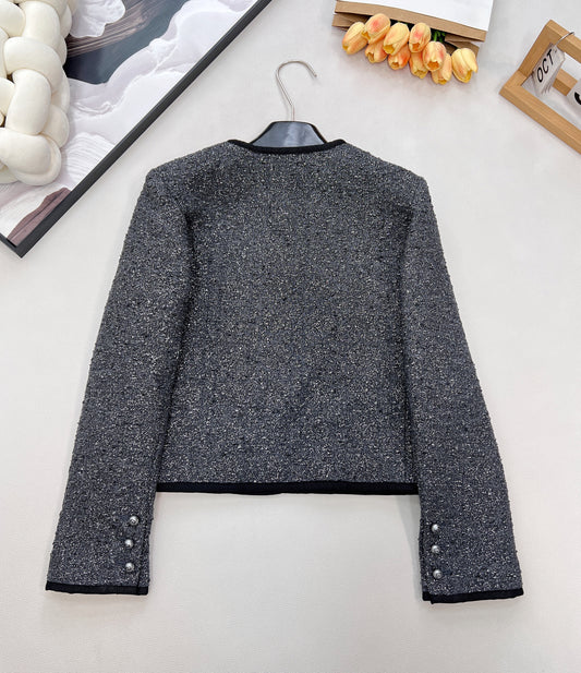 Black and Silver Tweed Short Jacket