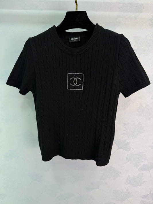 Cable Knit Short-Sleeve Top