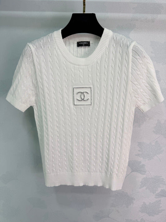 Cable Knit Short-Sleeve Top