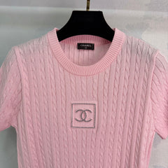 Cable Knit Short-Sleeve Top