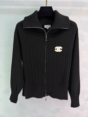 Classic knitted zip-up cardigan