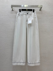 Color-blocked striped loose-fitting jeans