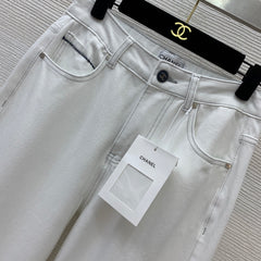 Color-blocked striped loose-fitting jeans