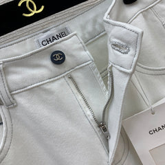 Color-blocked striped loose-fitting jeans