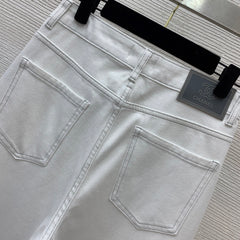 Color-blocked striped loose-fitting jeans