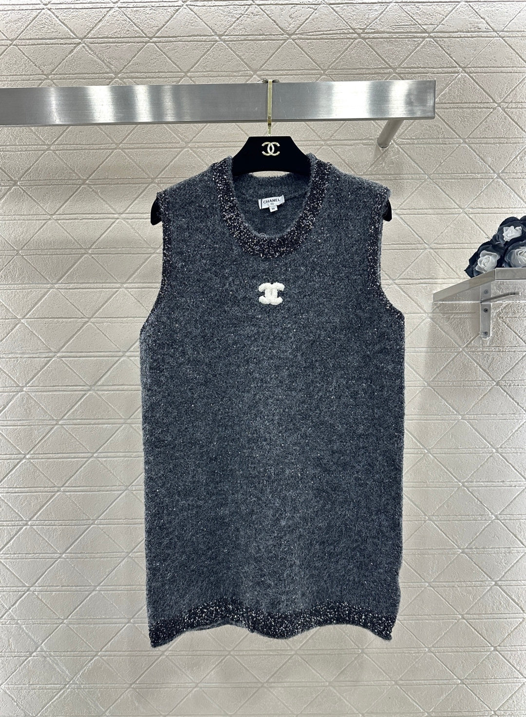 Beaded Sequined Knit Vest Dress