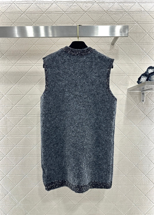 Beaded Sequined Knit Vest Dress